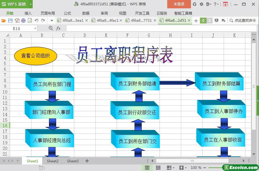 excel员工离职程序表模板