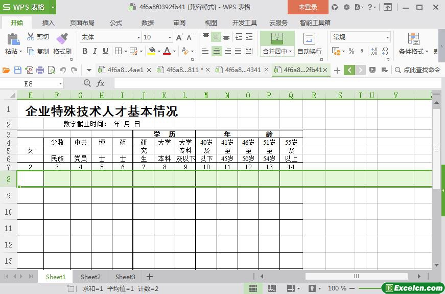 excel特殊技术人才基本情况表模板