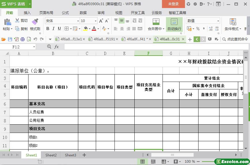 excel财政拨款结余资金情况确认表模板