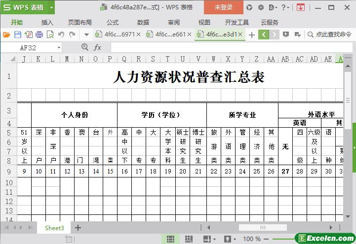 excel人力资源状况普查汇总表模板