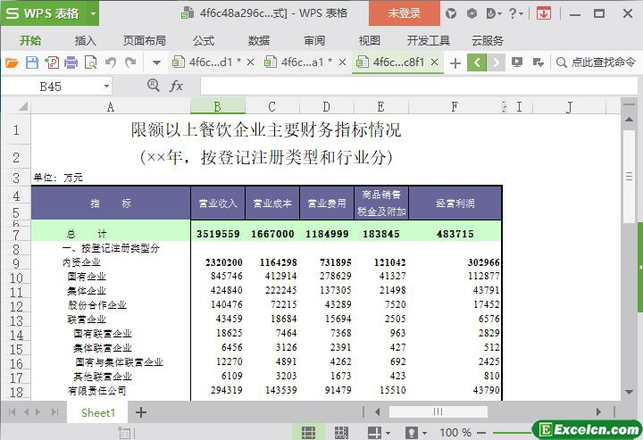 excel限额以上餐饮企业主要财务指标情况模板