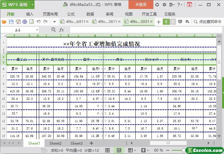 excel全省工业增加值完成情况模板