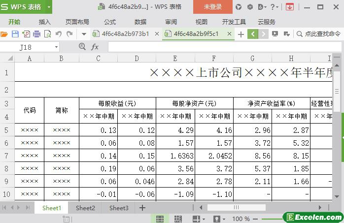 excel上市公司半年度主要财务指标模板