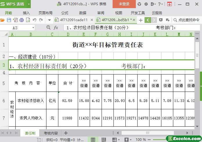 excel街道年目标管理责任表模板