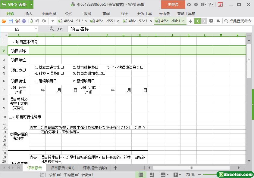 excel项目评审报告模板