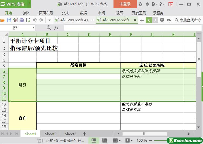 excel平衡计分卡项目指标滞后领先比较模板