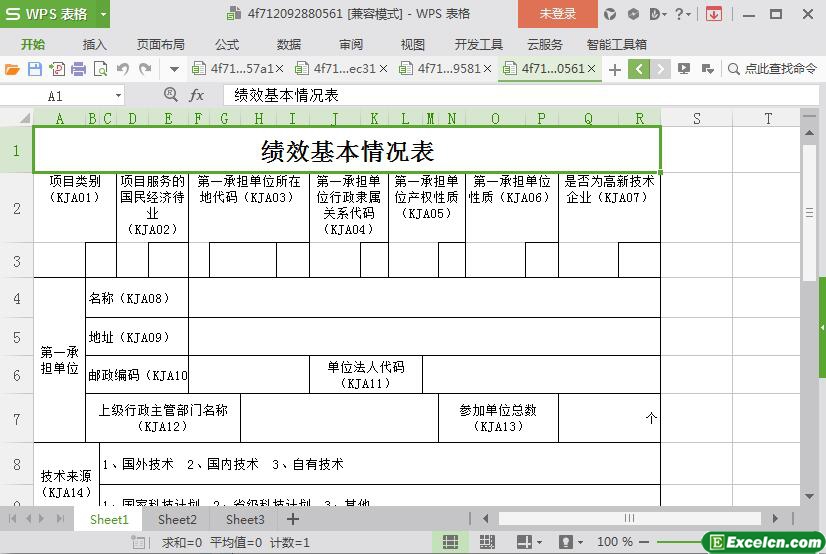 excel绩效基本情况表1模板