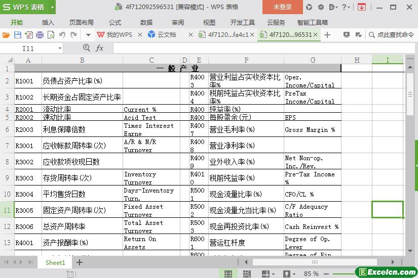 excel金融行业英文单词中英文对照模板