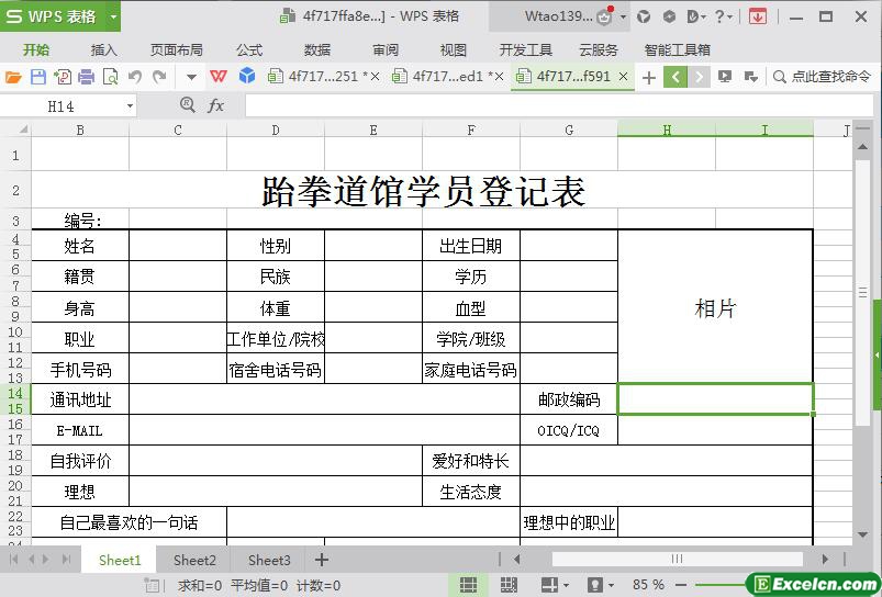 excel跆拳道馆专用学员档案表模板