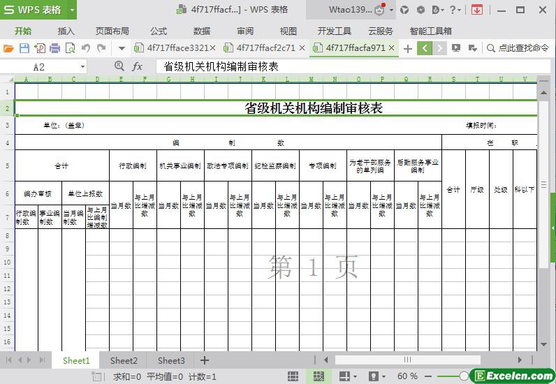 excel政府机关编制人员审核表模板